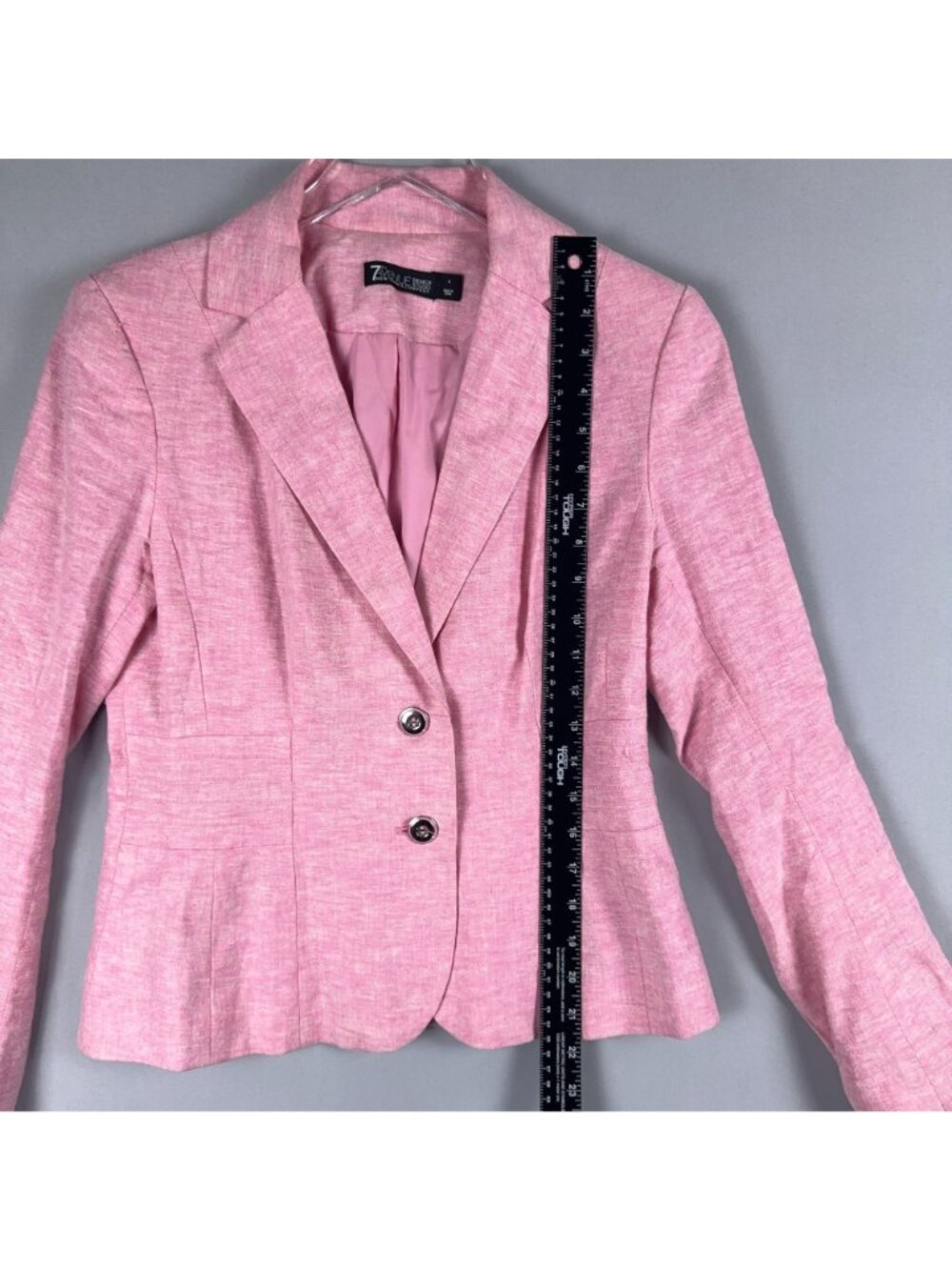 7th Avenue Blazer Jacket Size 4 Pink Long Sleeves Two-Button Lightweight - Picture 9 of 13